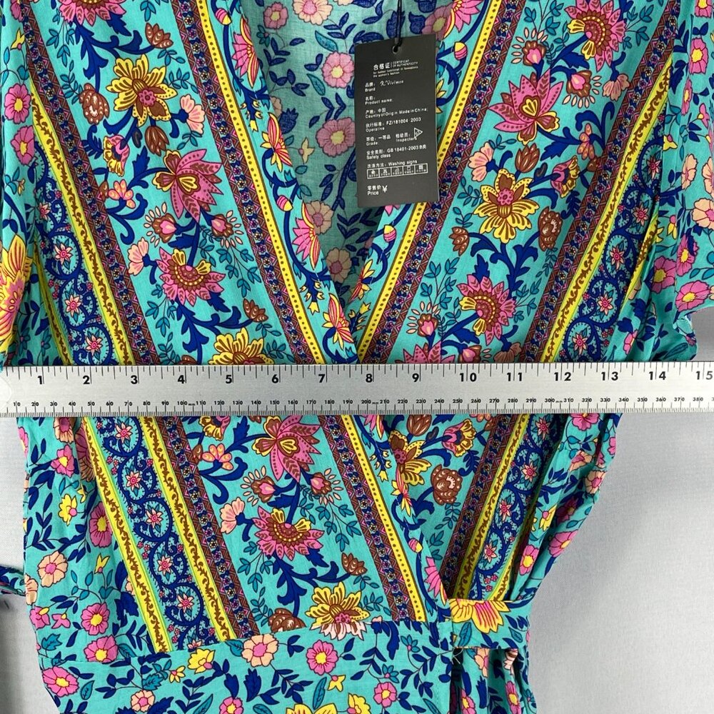 R Vivimos Sarong Boho Print Dress with waist ties, size 6 - Picture 5 of 7